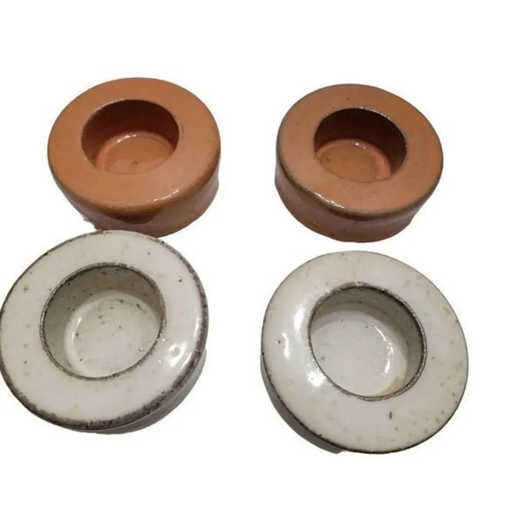 Tealight Stone Candle Holders Set of 4 Orange and Beige Ivory 3 in‎ diameter